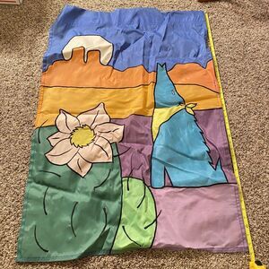 Moon In The Desert With Howling Wolf Nylon Garden Banner Flag Approx 39”X 27”